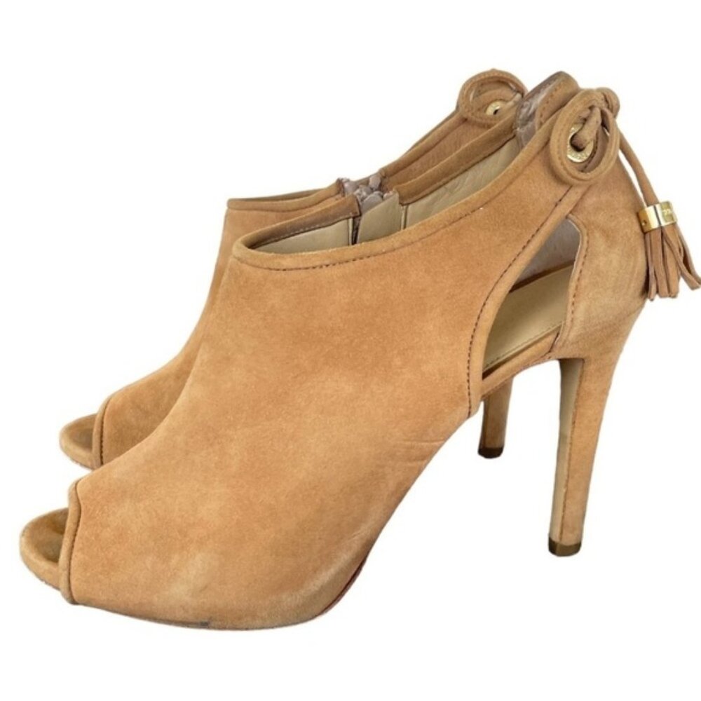 MICHAEL Michael Kors cutout peep toe suede leather heels 8.5
